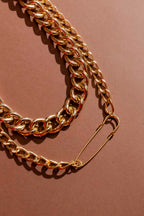 Gold Safety Pin Necklace Gold O/S