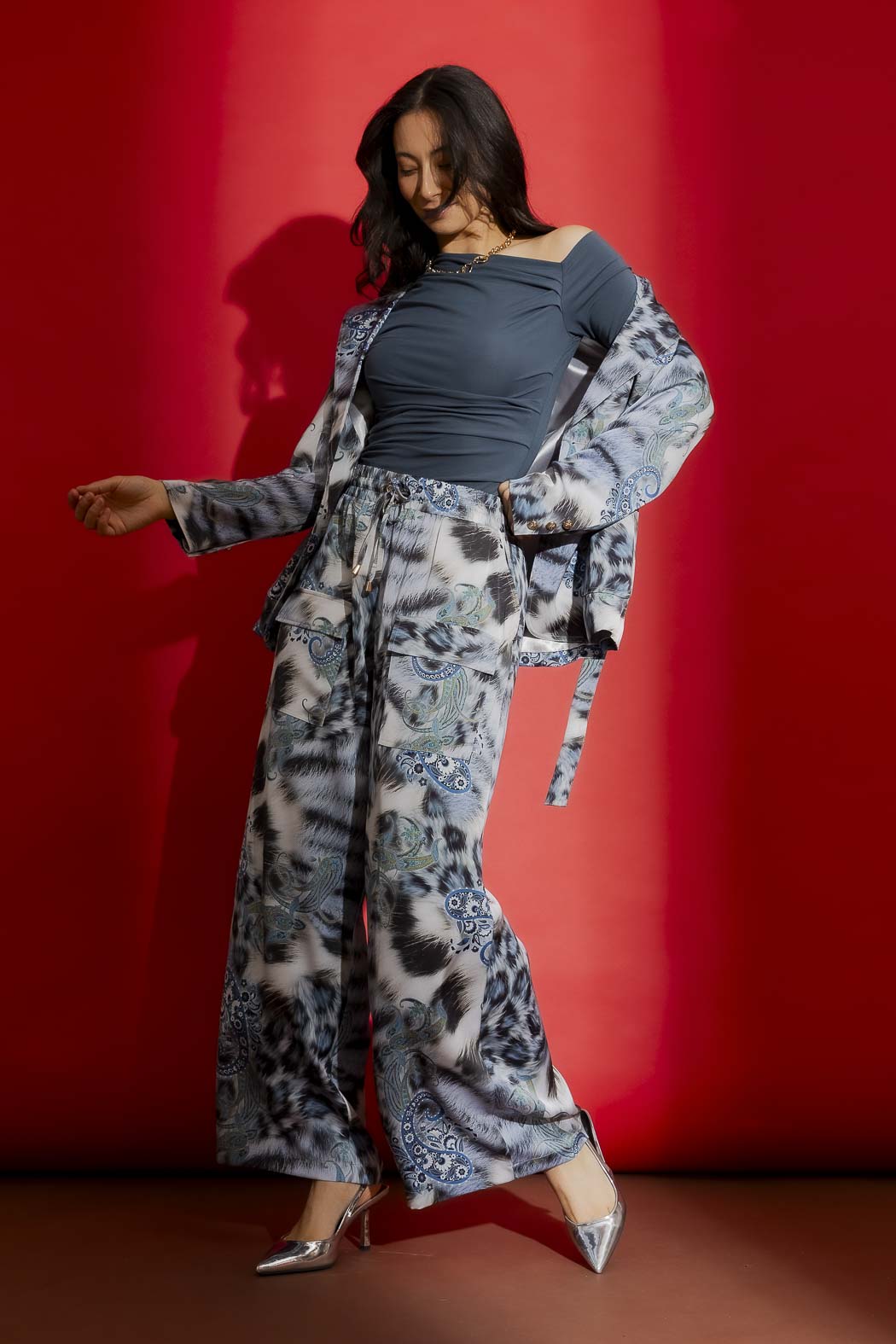 Dark Blue Tencel Drape Summer Top Dark Blue