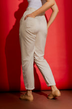 Bone Crushed Satin Paperbag Pant