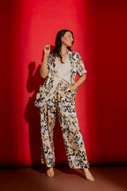 Beige Animal Silky Resort Trench Beige Animal