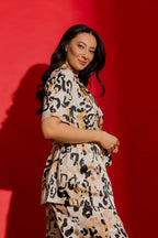 Beige Animal Silky Resort Trench Beige Animal