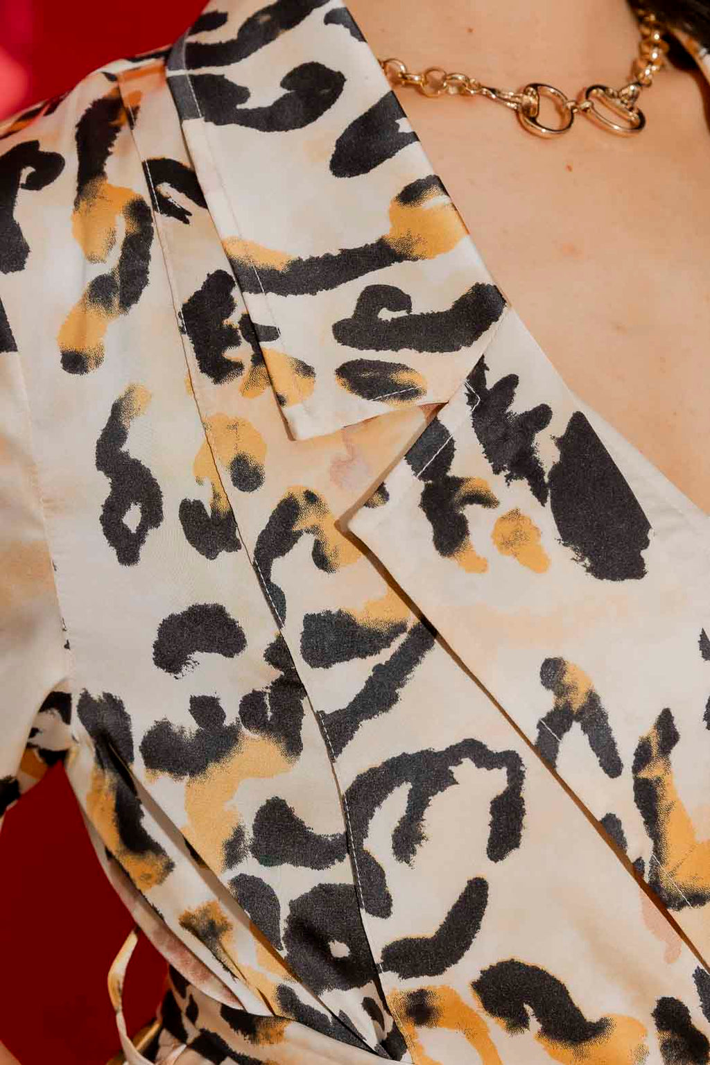 Beige Animal Silky Resort Trench Beige Animal