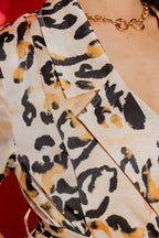 Beige Animal Silky Resort Trench Beige Animal