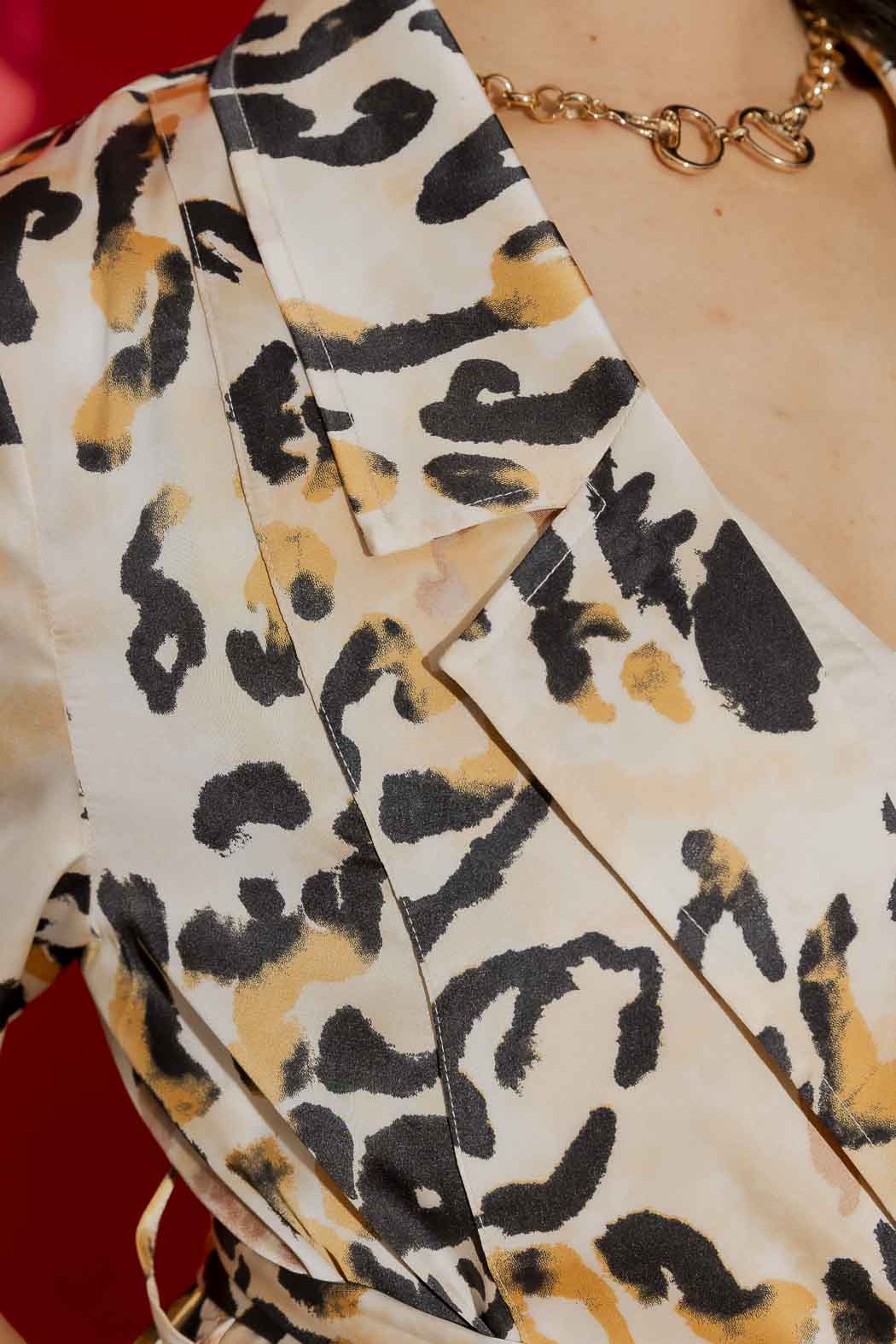 Beige Animal Silky Resort Trench Beige Animal