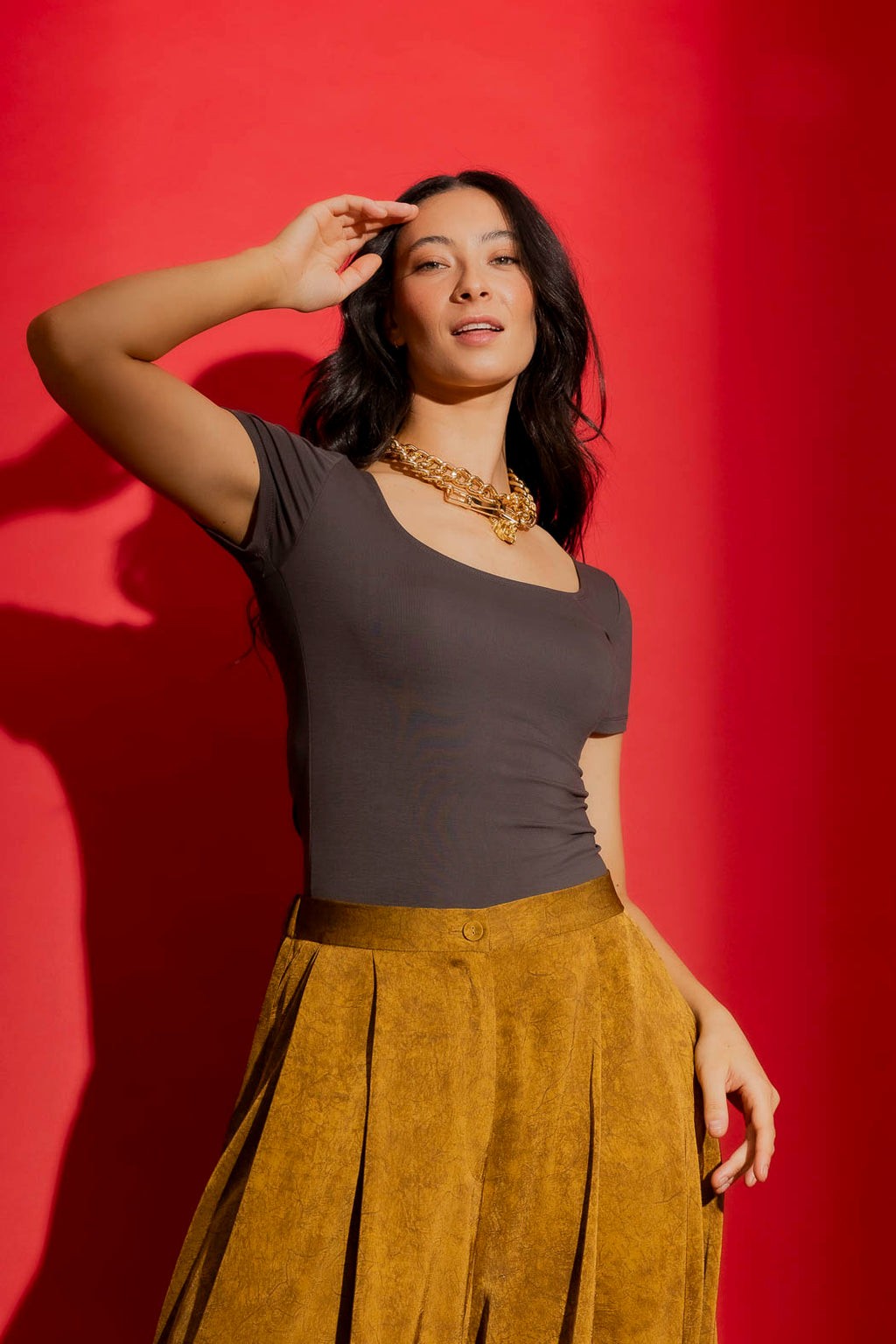 Steeltencel Essential Cap Sleeve Top Steel