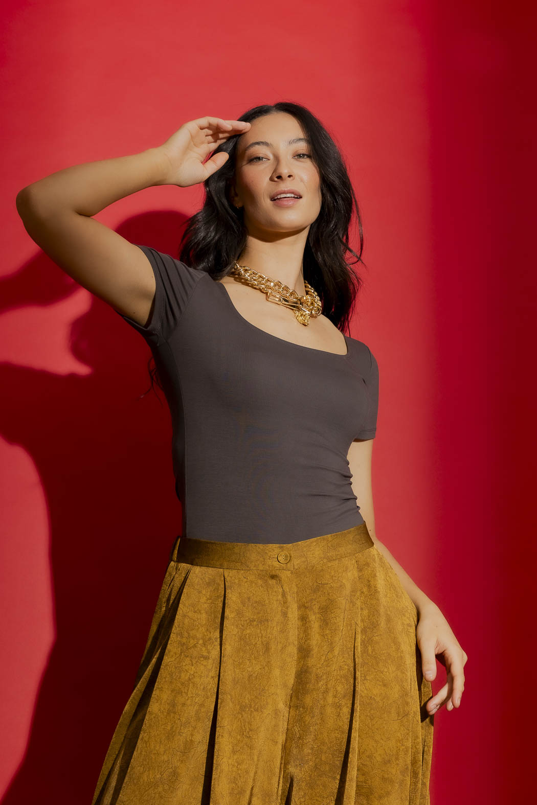 Steeltencel Essential Cap Sleeve Top Steel