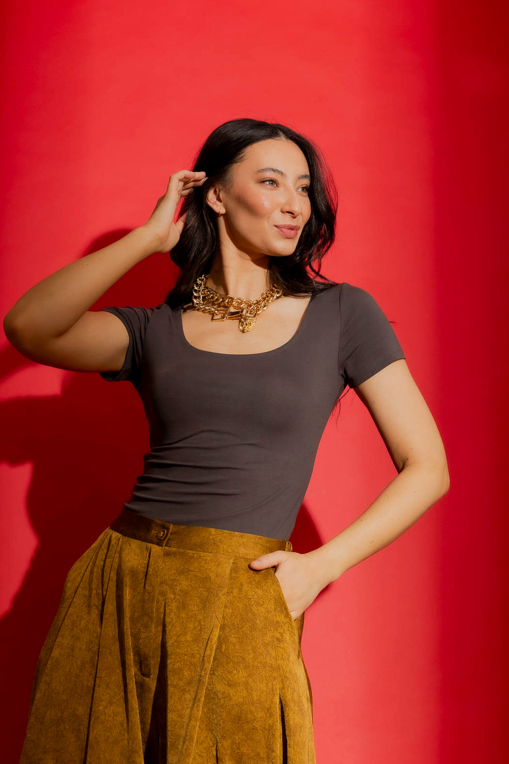 Steeltencel Essential Cap Sleeve Top Steel