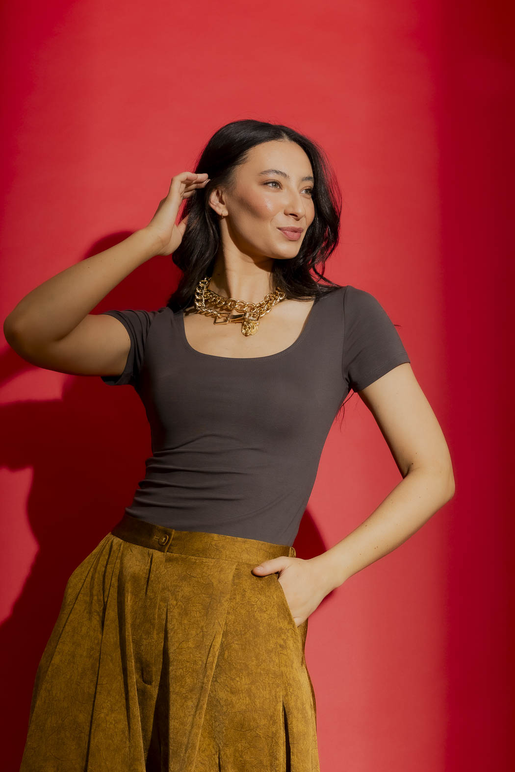 Steeltencel Essential Cap Sleeve Top Steel