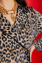 Blue Animal Silky Piped Shirt Blue Animal