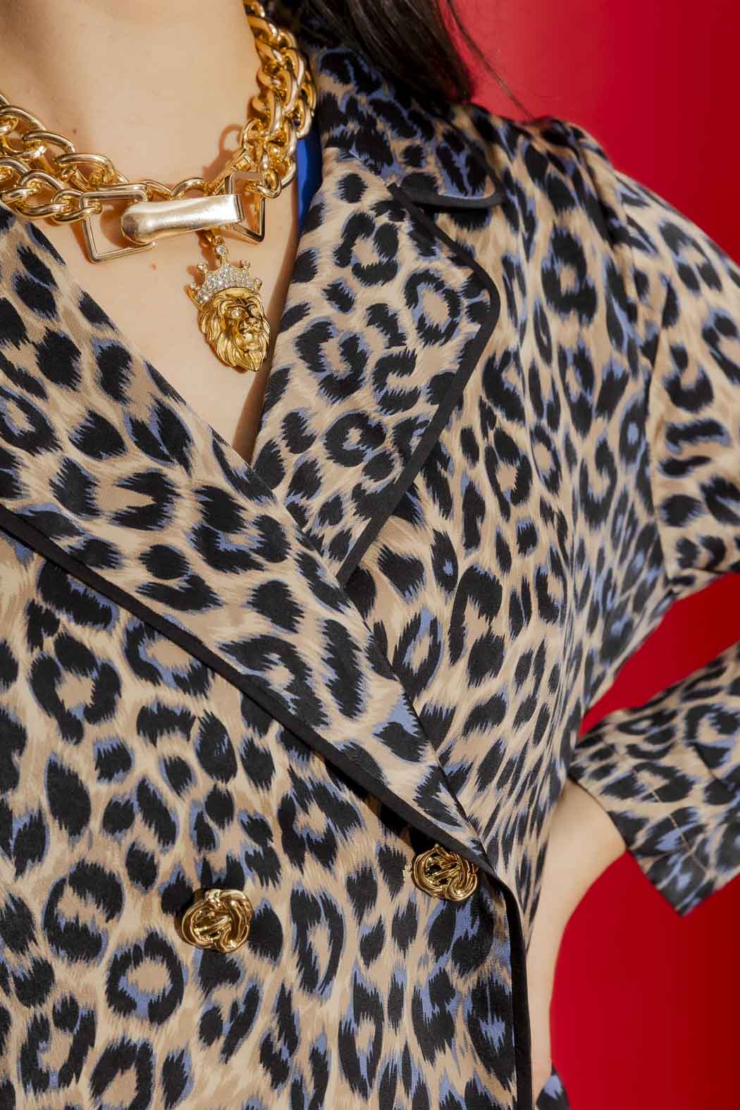 Blue Animal Silky Piped Shirt Blue Animal