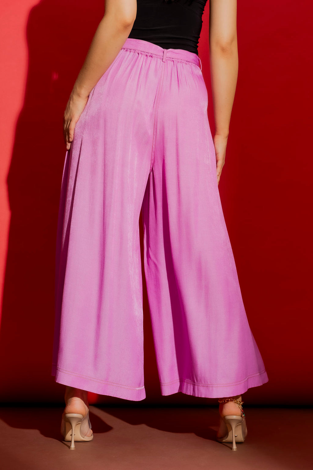 Pink Denim Wide Leg Culottes