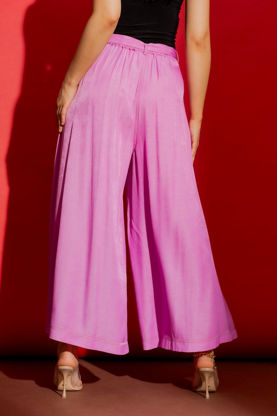 Pink Denim Wide Leg Culottes
