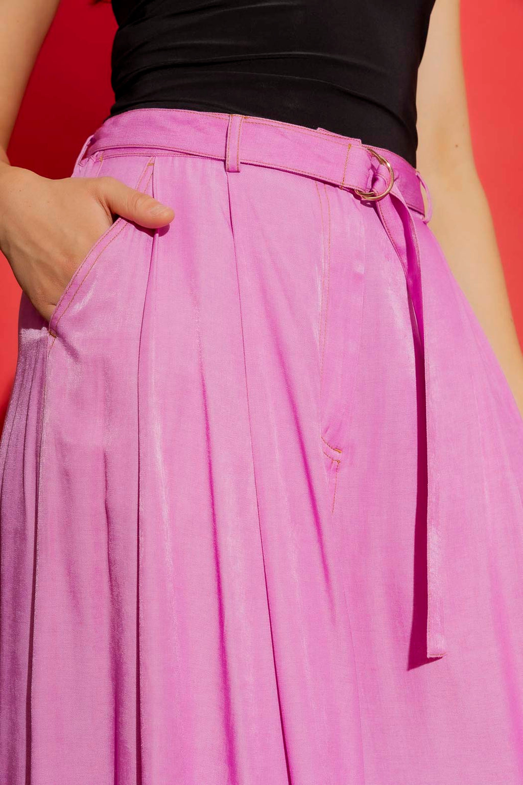 Pink Denim Wide Leg Culottes