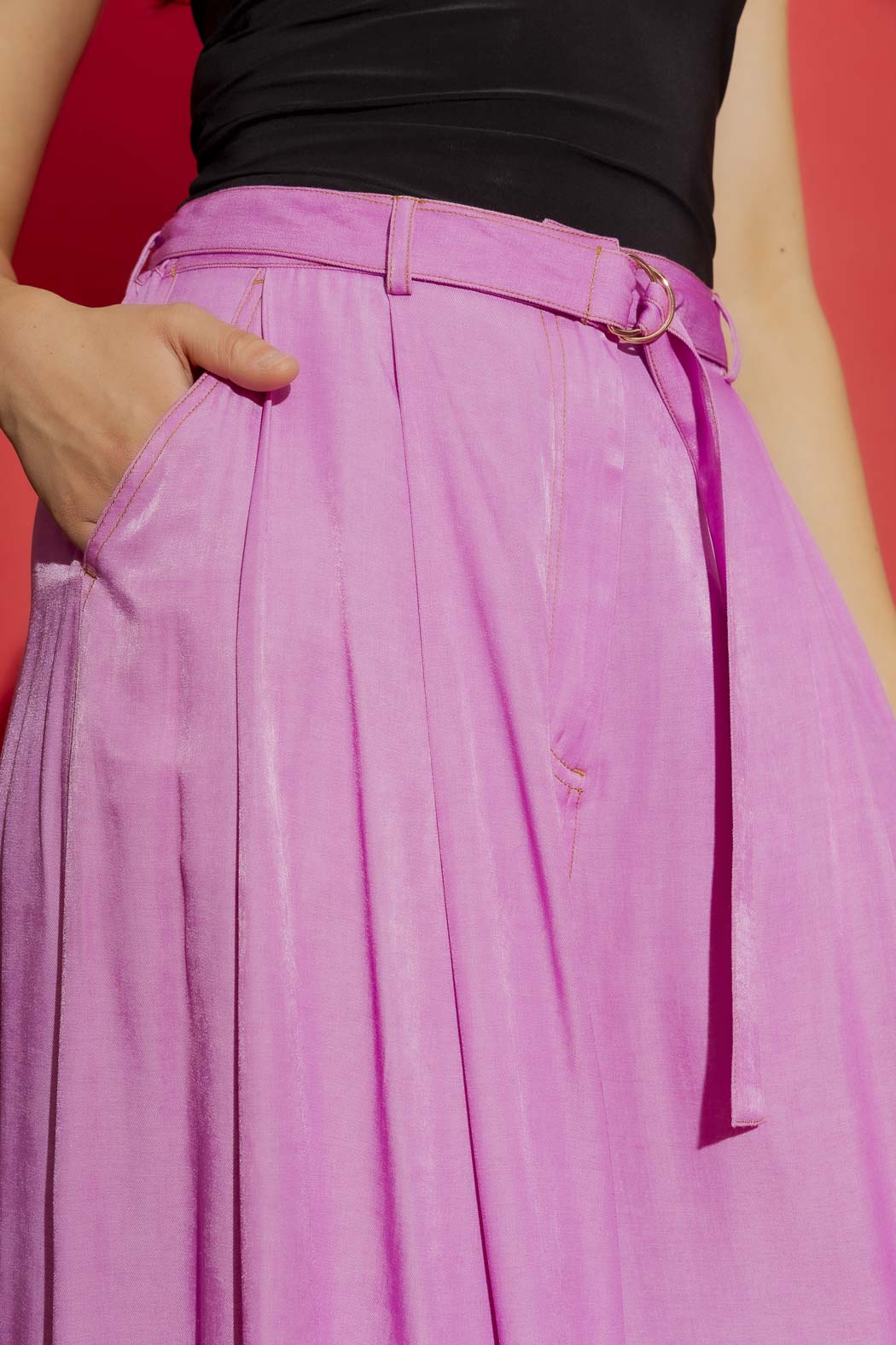 Pink Denim Wide Leg Culottes