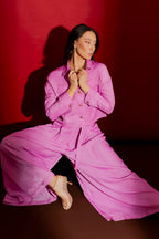Pink Denim Wide Leg Culottes