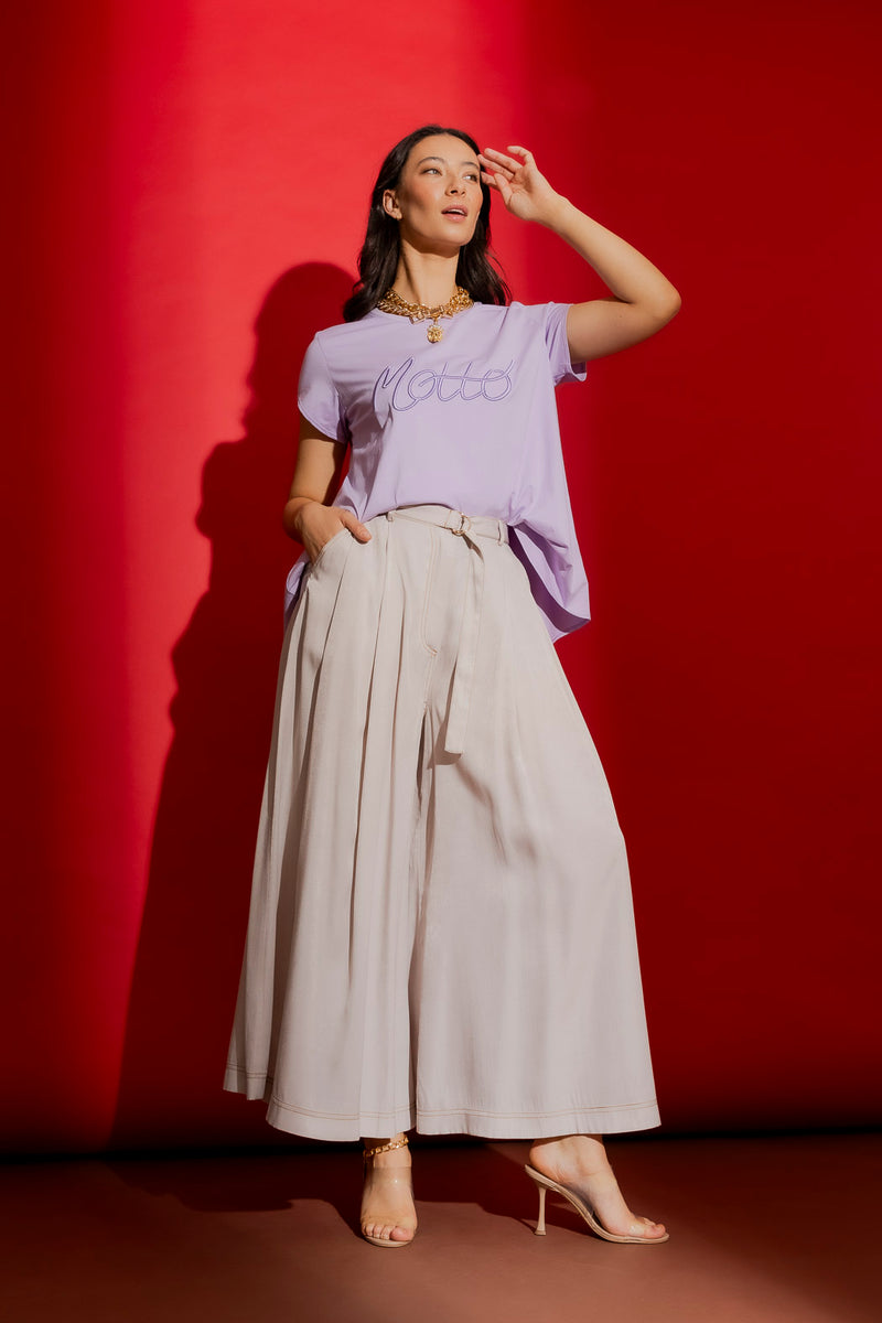 Lilac Motto Embroidered T-Shirt