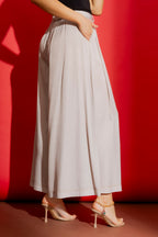 Oatmeal Denim Wide Leg Culottes