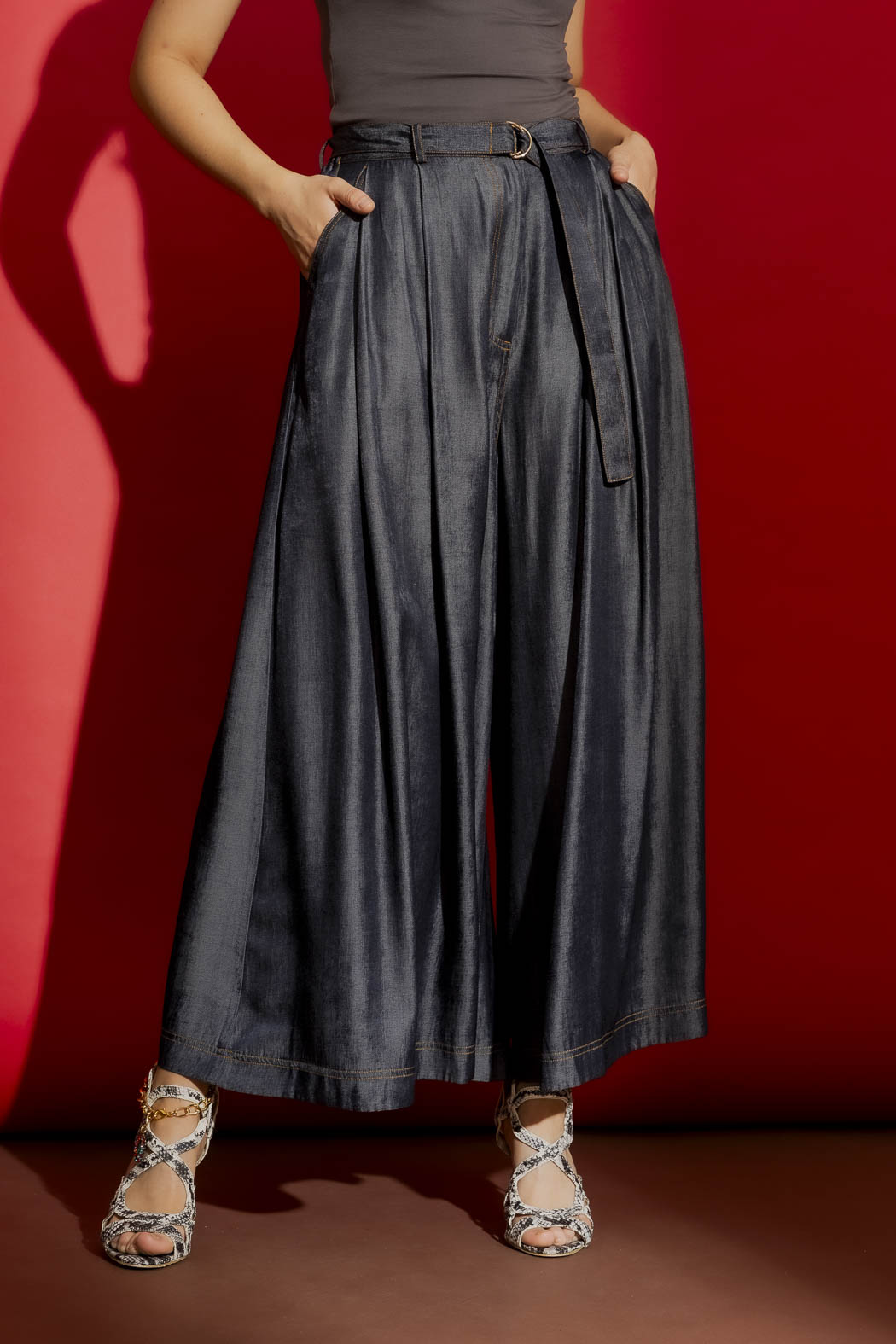 Dark Denim Wide Leg Culottes Dark Denim