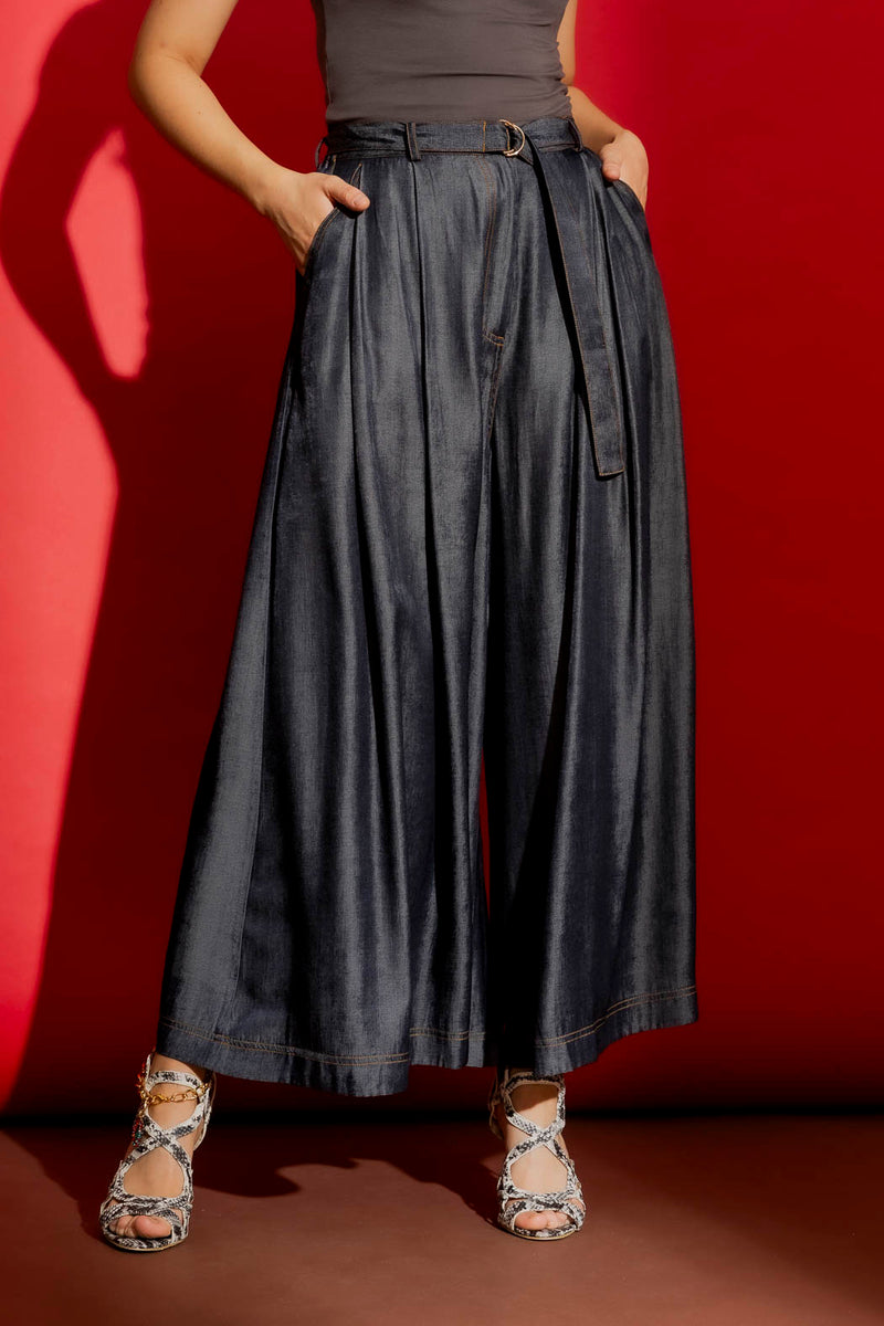 Dark Denim Wide Leg Culottes Dark Denim