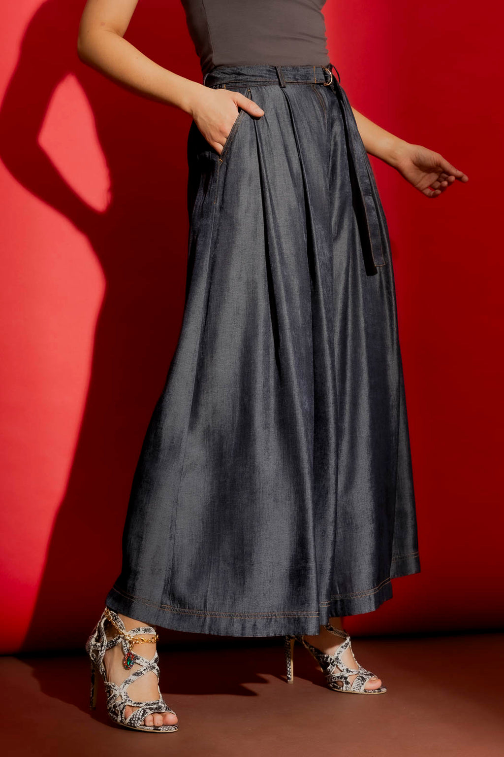Dark Denim Wide Leg Culottes Dark Denim