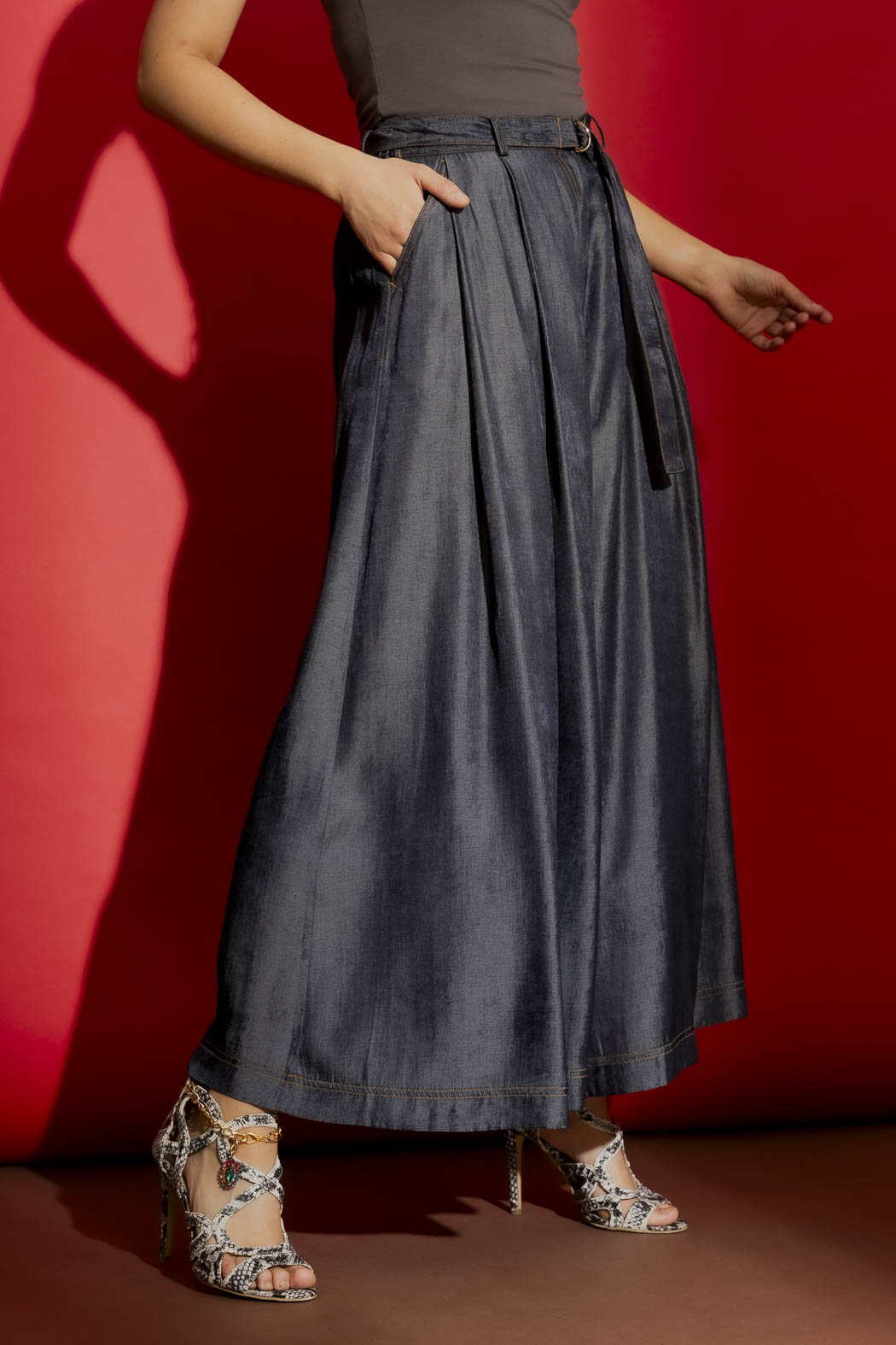 Dark Denim Wide Leg Culottes Dark Denim