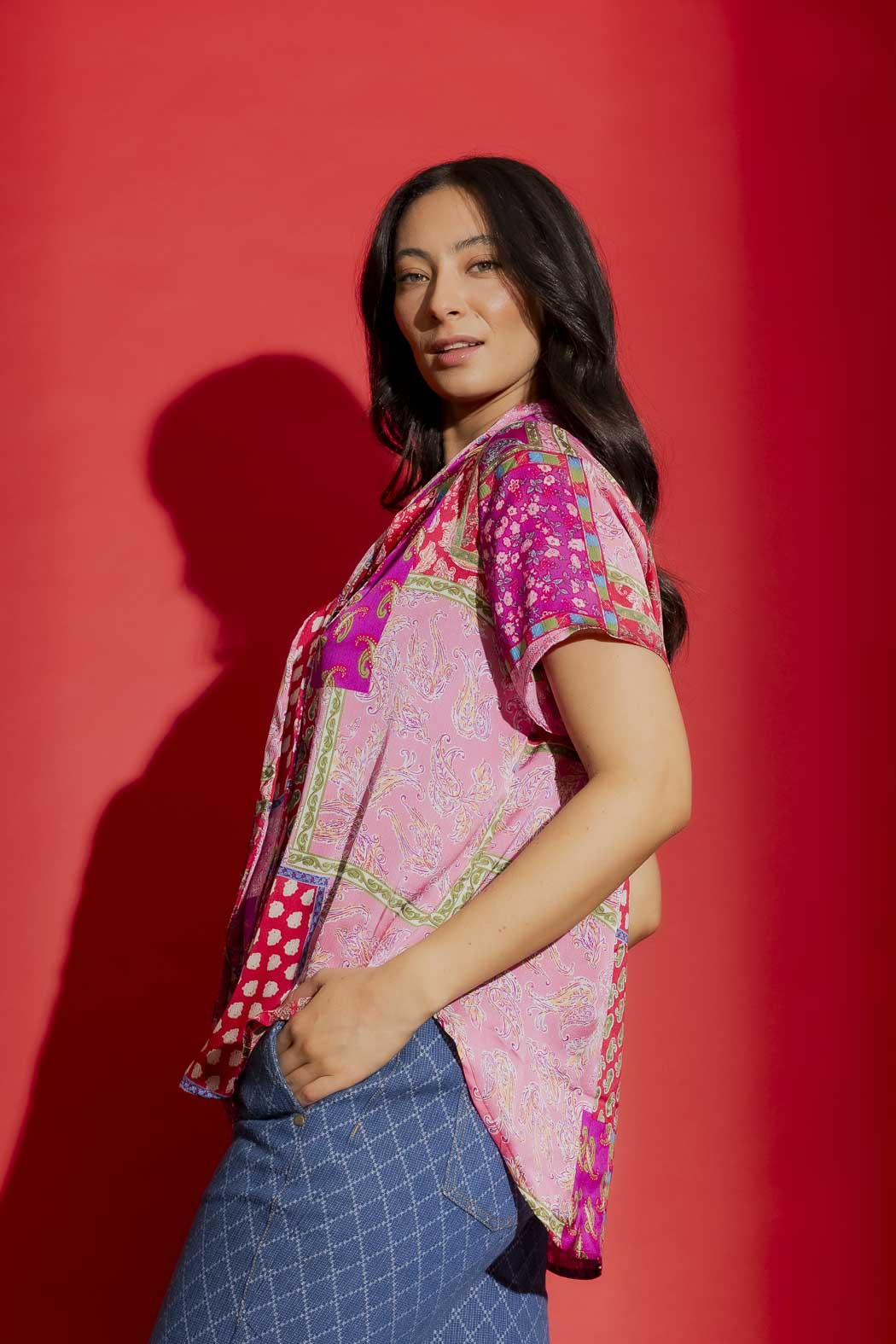 Pink Tie Collar Blogger Cap Top