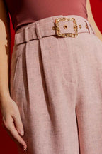 Pink Tweed Cleo Cuff Pant