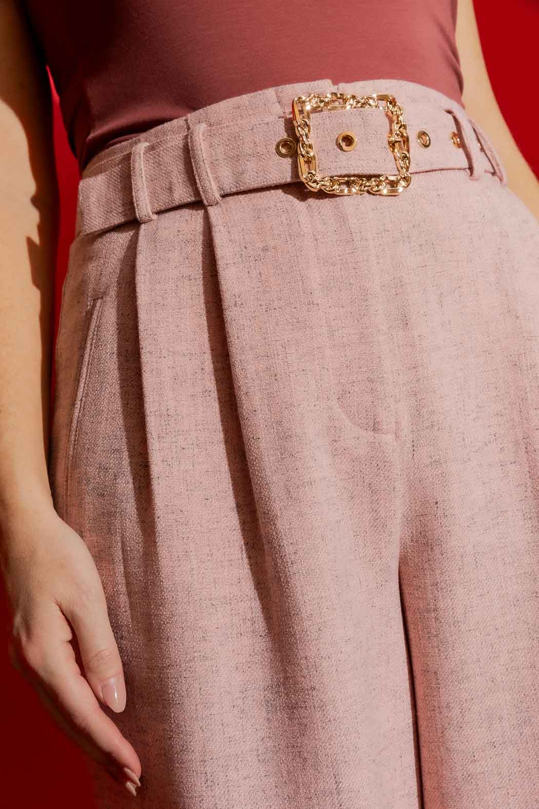 Pink Tweed Cleo Cuff Pant