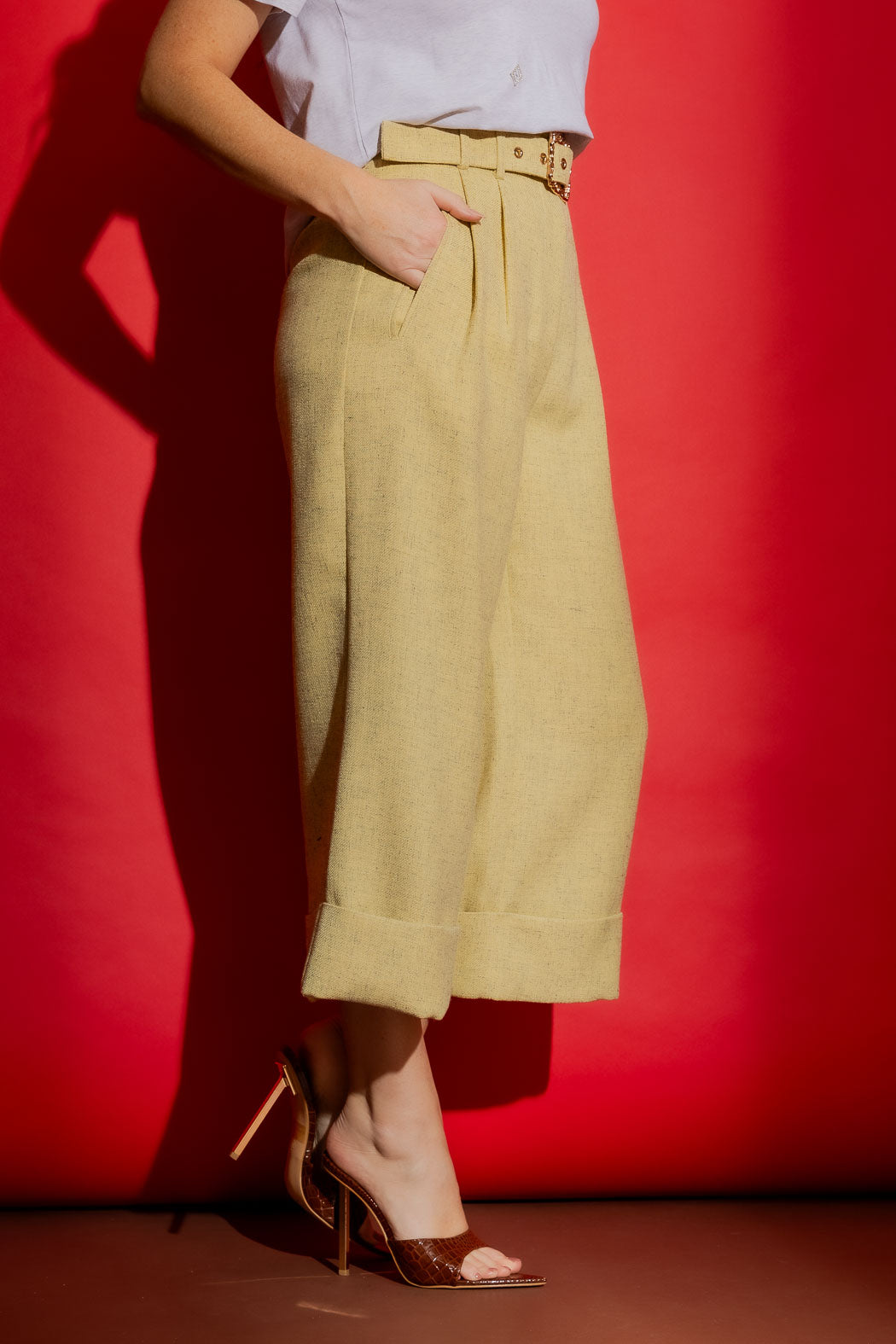 Lemon Tweed Cleo Cuff Pant