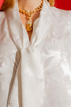 White Tie Collar Blogger Cap Top