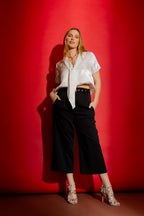 White Tie Collar Blogger Cap Top