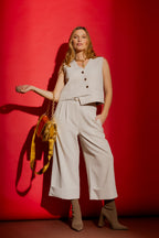 Beige Valencia Cleo Cuff Pant