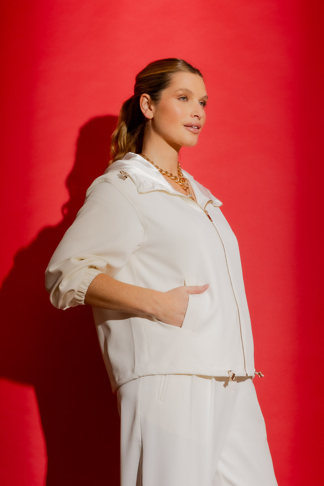 Ivory Valencia Bomber Jacket Ivory S