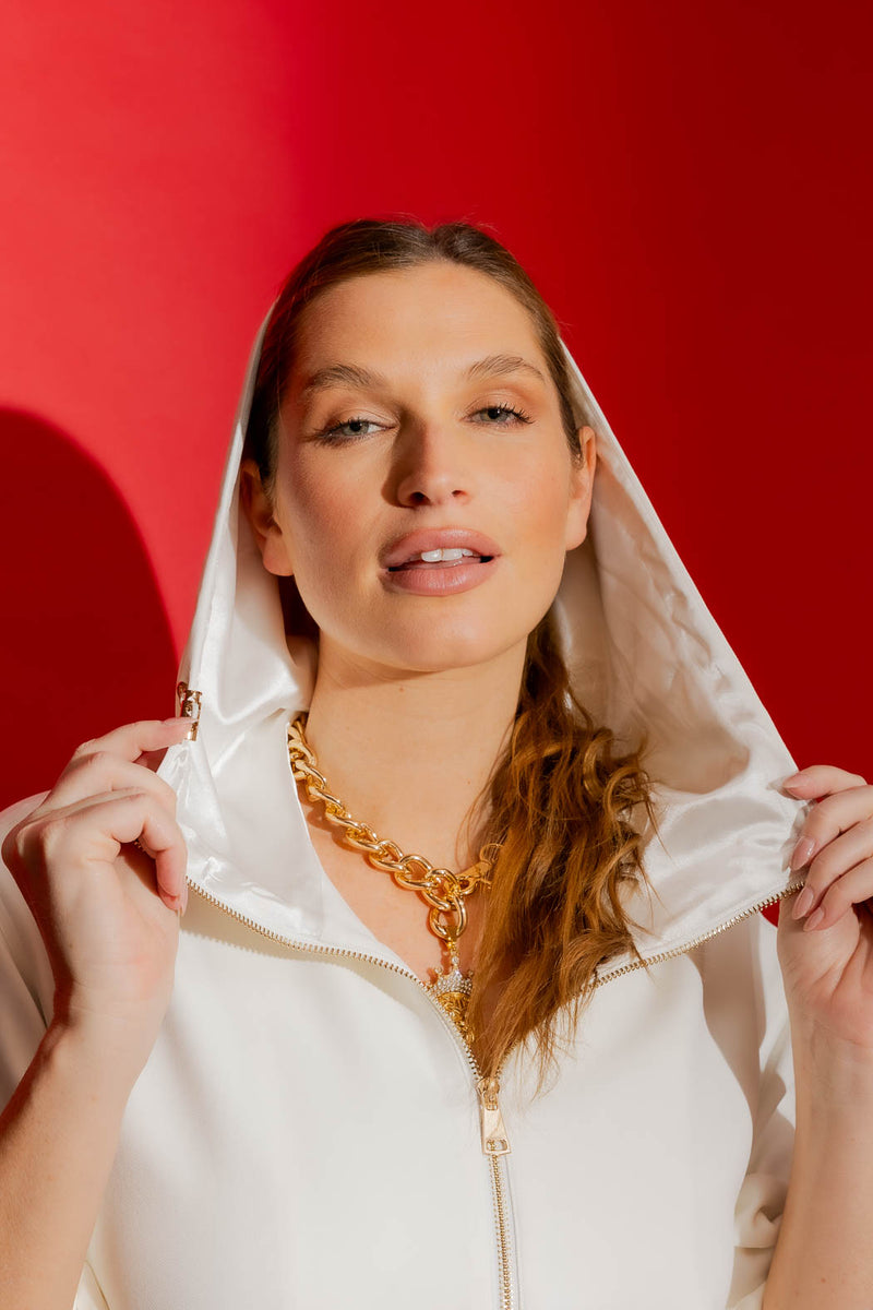 Ivory Valencia Bomber Jacket Ivory S