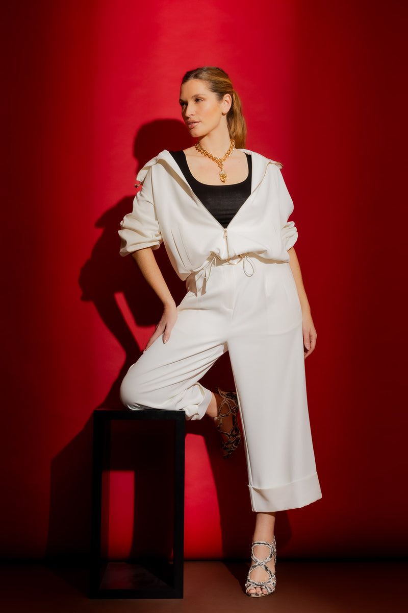 Ivory Valencia Bomber Jacket Ivory S