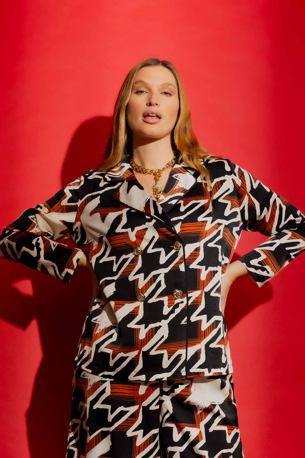 Tan/Black Silky Piped Shirt