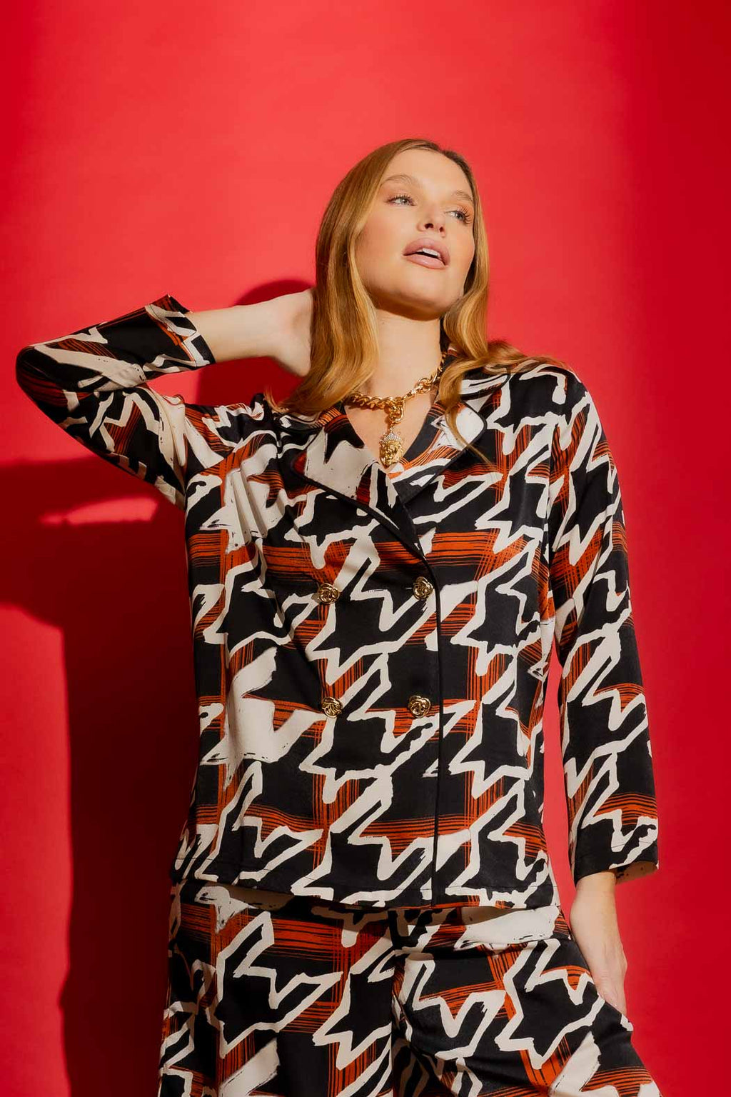 Tan/Black Silky Piped Shirt