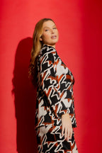 Tan/Black Silky Piped Shirt