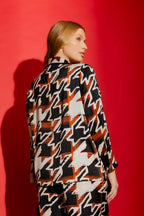 Tan/Black Silky Piped Shirt