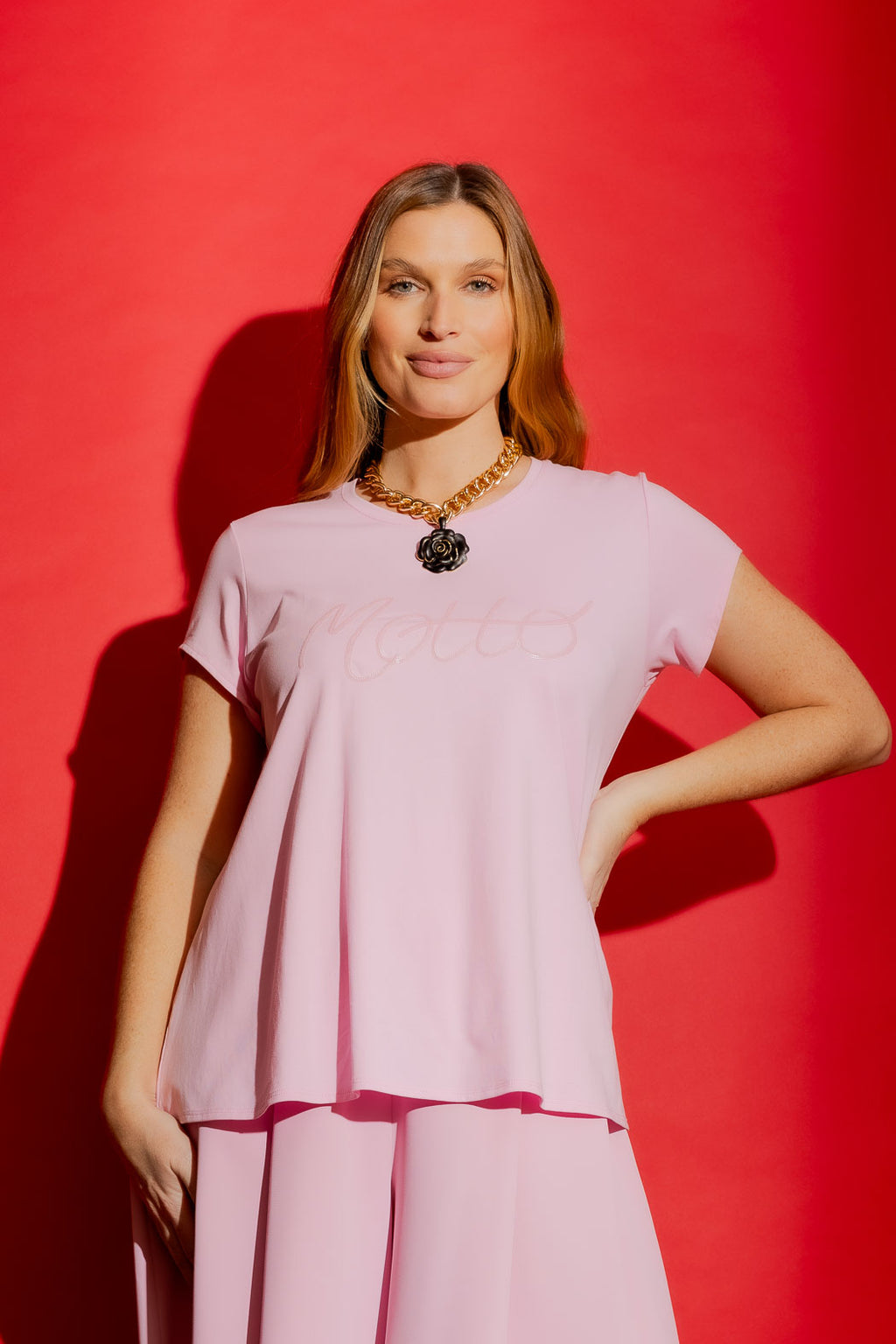 Pink Motto Sequin T-Shirt