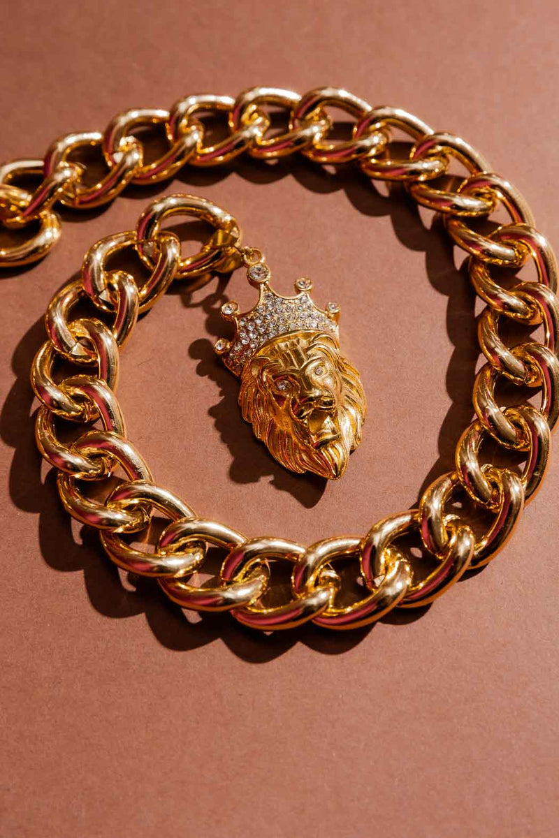 Gold Lion Necklace Gold O/S