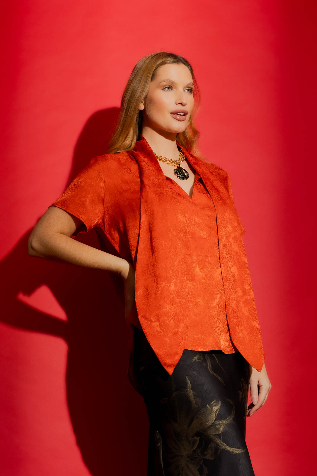 Rust Tie Collar Blogger Cap Top