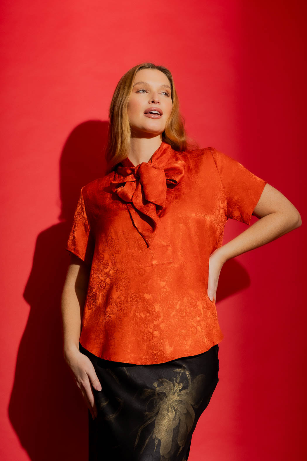 Rust Tie Collar Blogger Cap Top