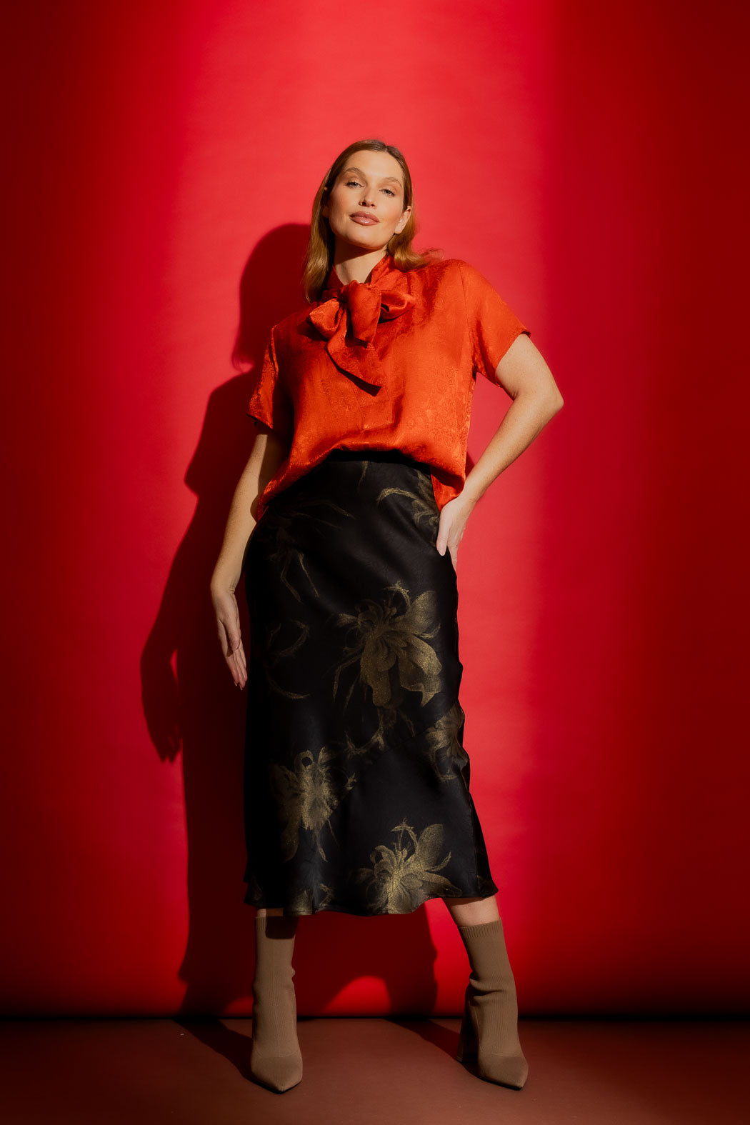Rust Tie Collar Blogger Cap Top