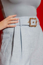 Blue Tweed Cleo Cuff Pant