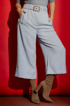 Blue Tweed Cleo Cuff Pant