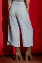 Blue Tweed Cleo Cuff Pant