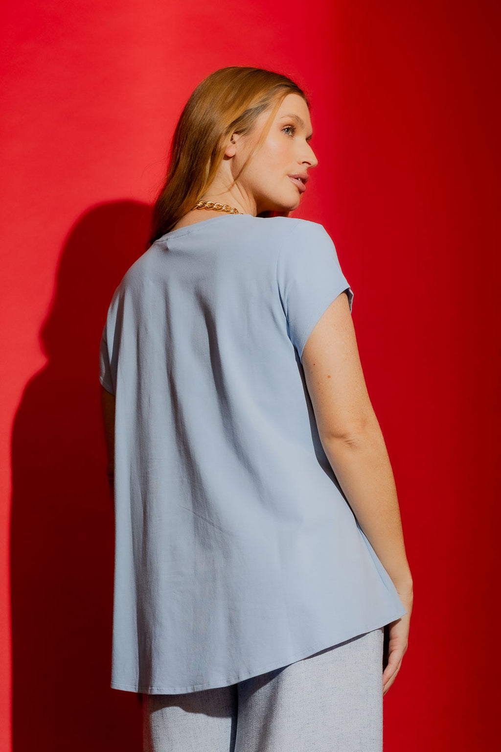 Blue Motto Embroidered T-Shirt