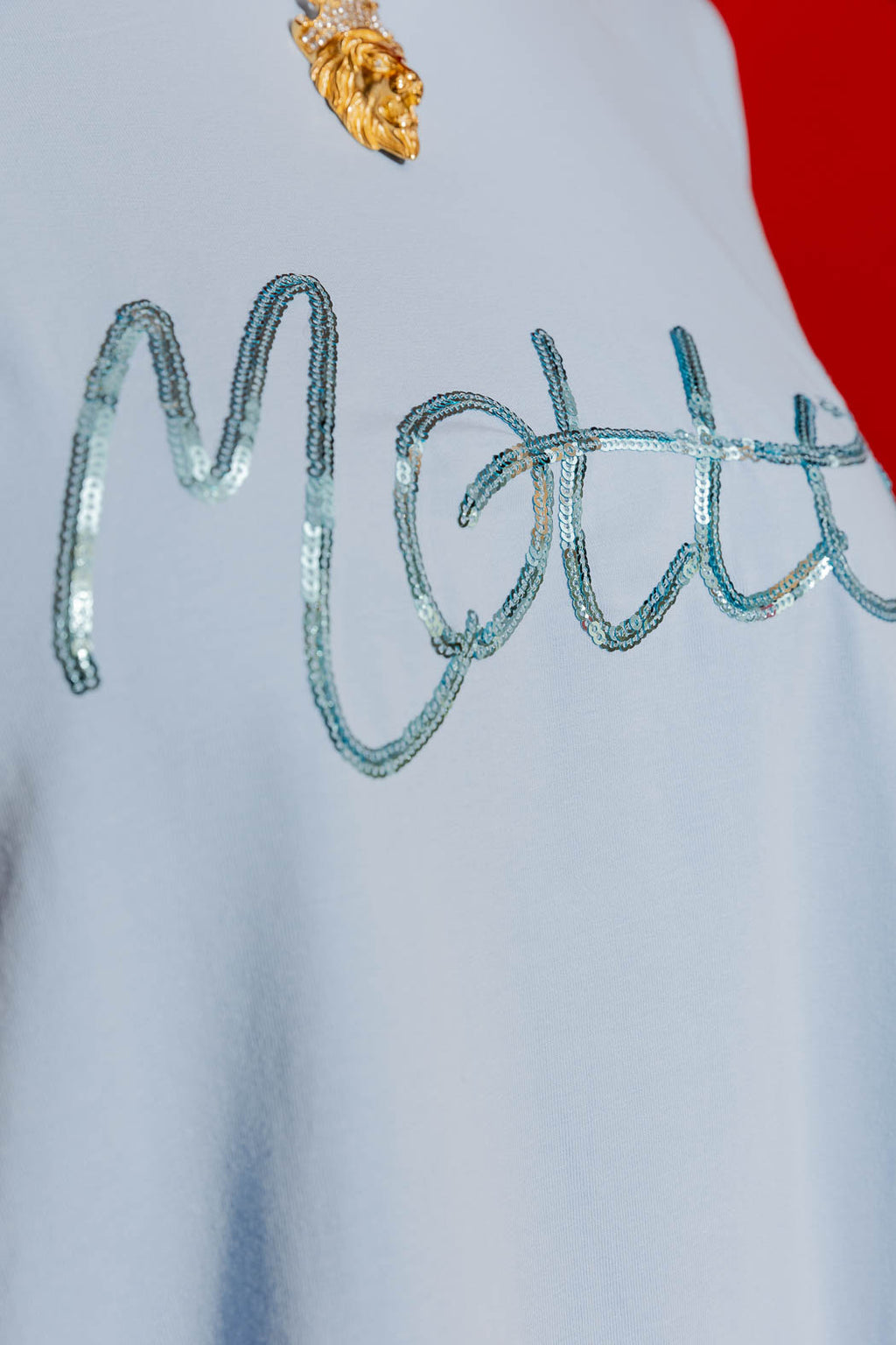 Blue Motto Embroidered T-Shirt