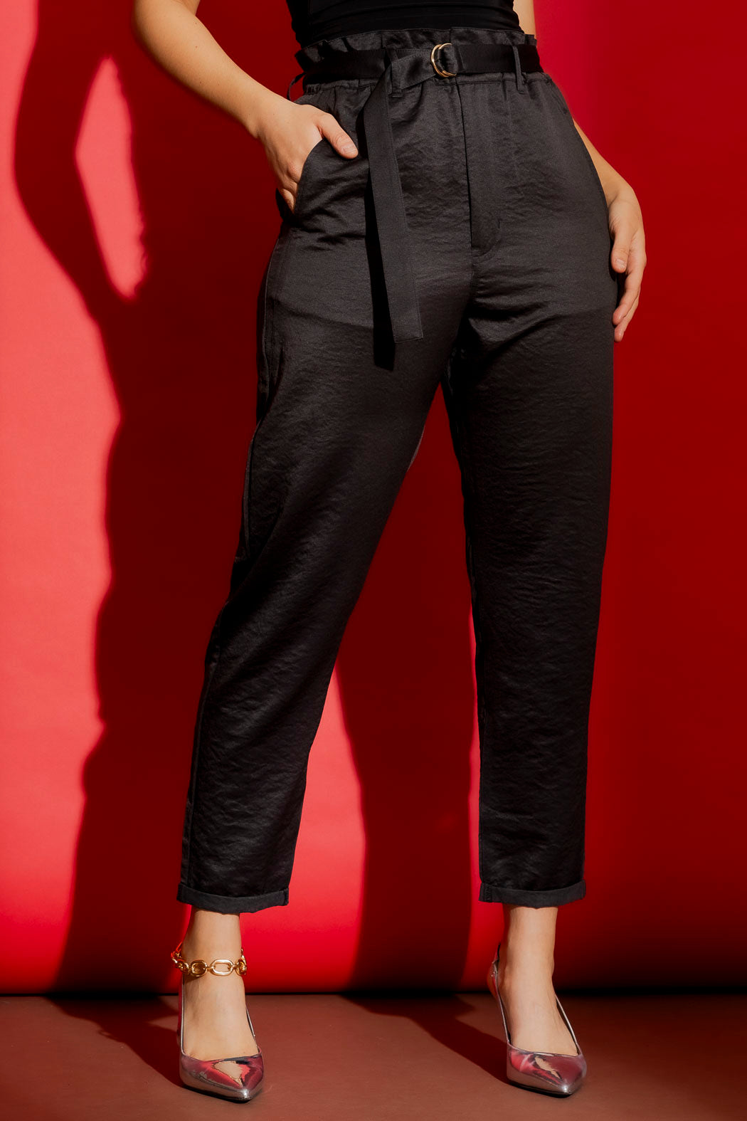 Black Paperbag Pant